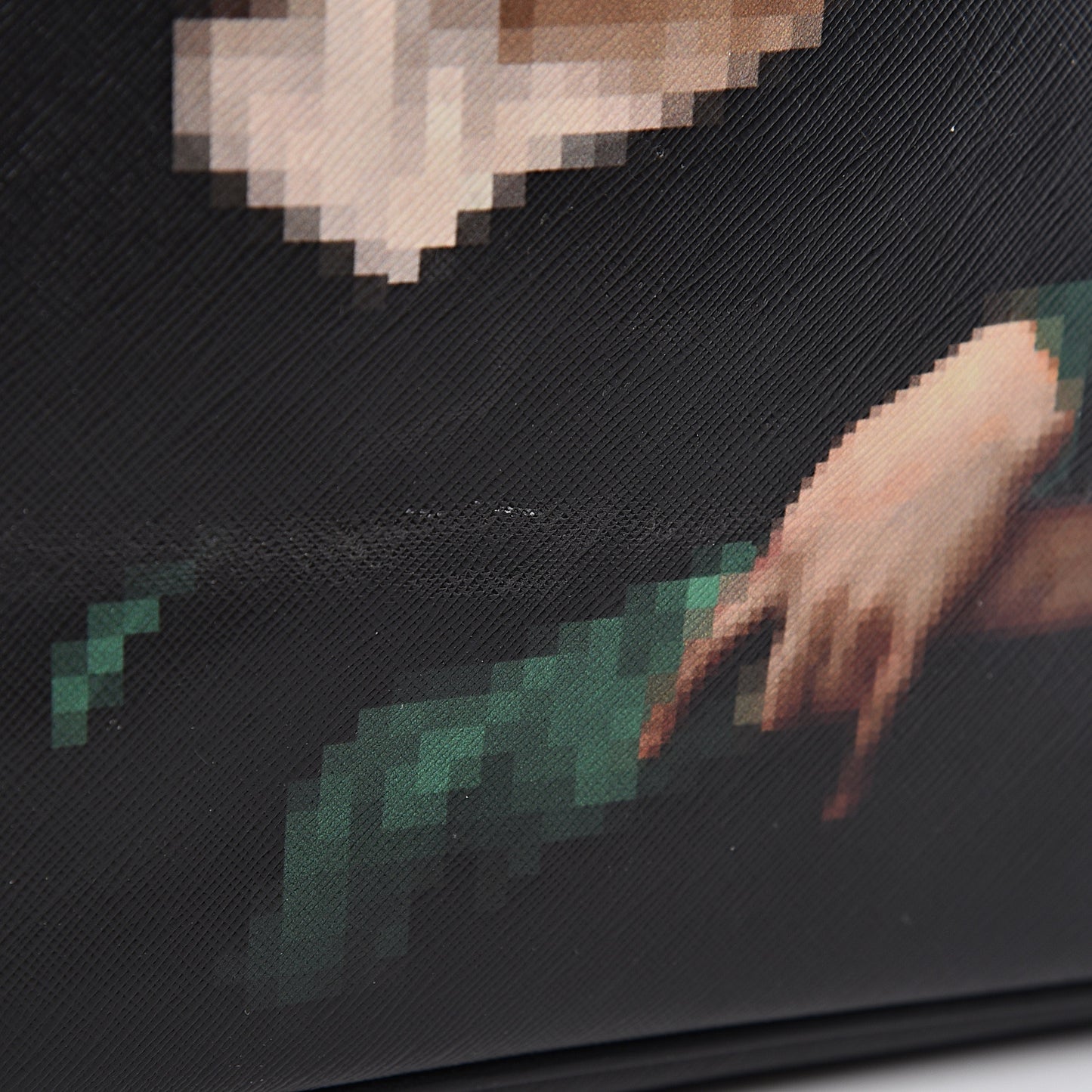 Textured Coated Canvas Pixel Madonna Print Medium Antigona Tote Black