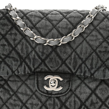 Chanel Washed Denim Quilted Small Denimpression Flap Grey Black 8 of 11