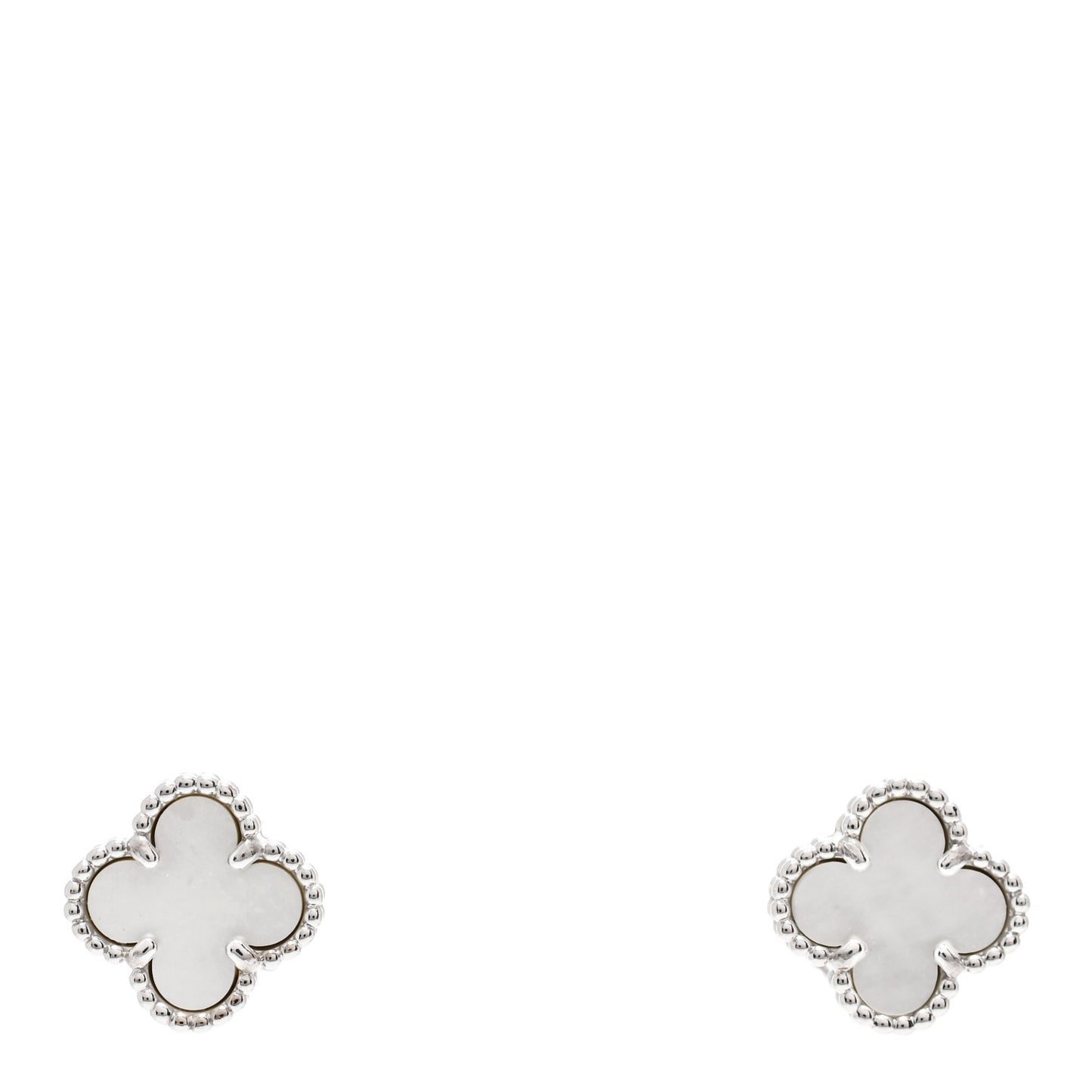 18K White Gold Mother of Pearl Sweet Alhambra Earrings