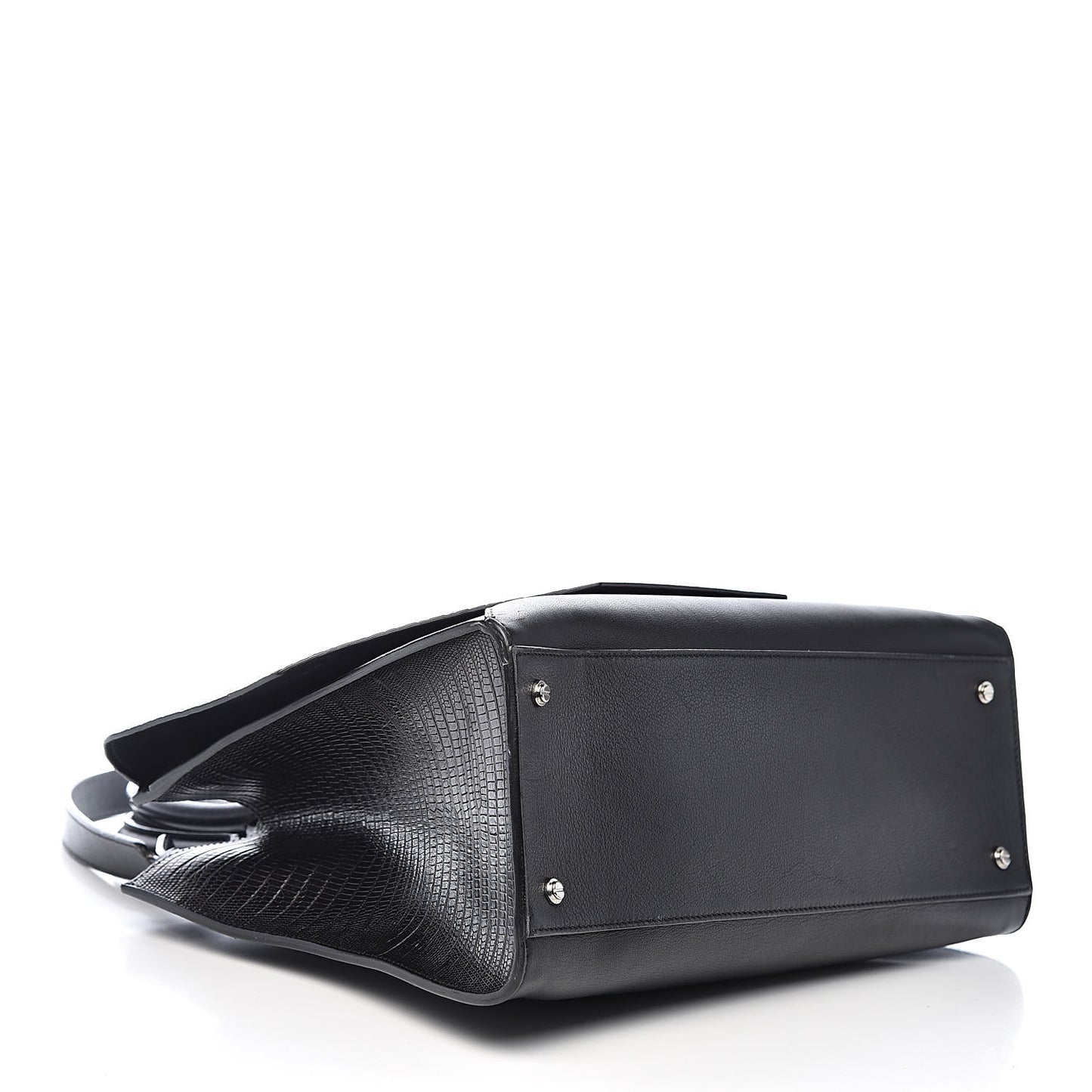 Calfskin Crocodile Embossed Small Obsedia Satchel Black