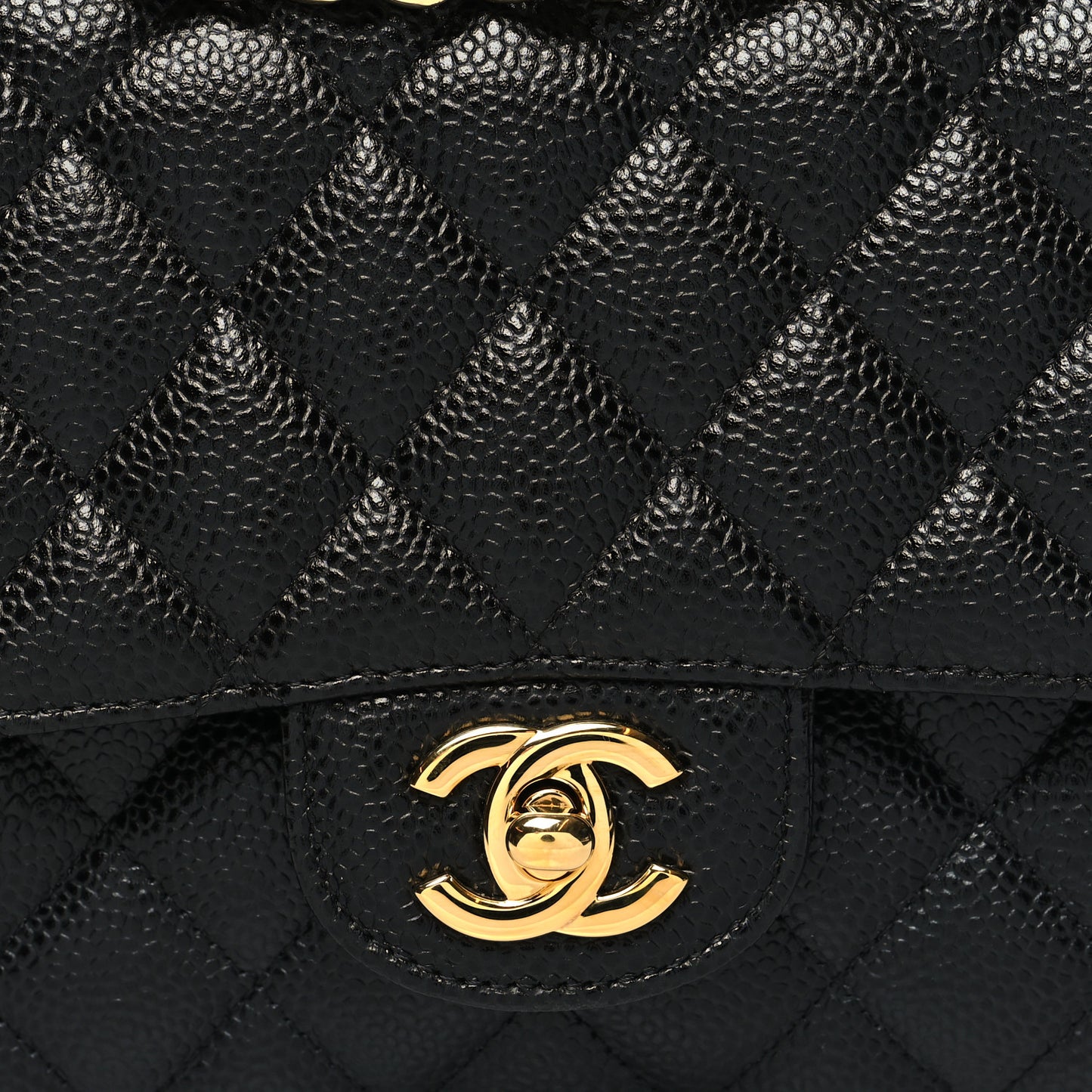 Caviar Quilted Medium Double Flap Black