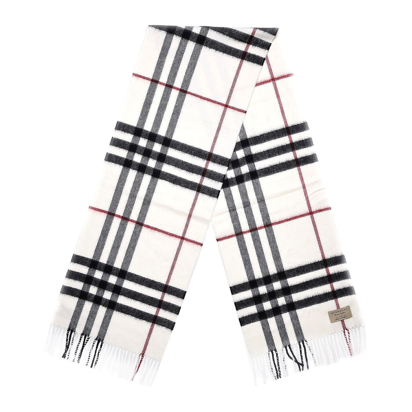 Cashmere Giant Check Fringe Scarf Stone