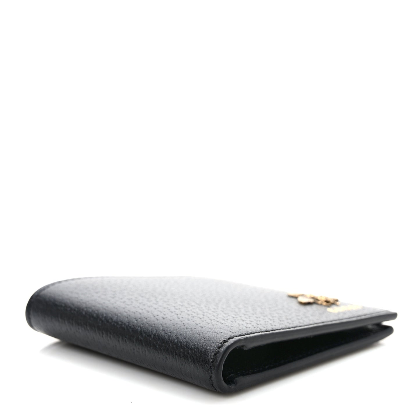 Calfskin Bee Bi-Fold Wallet Black