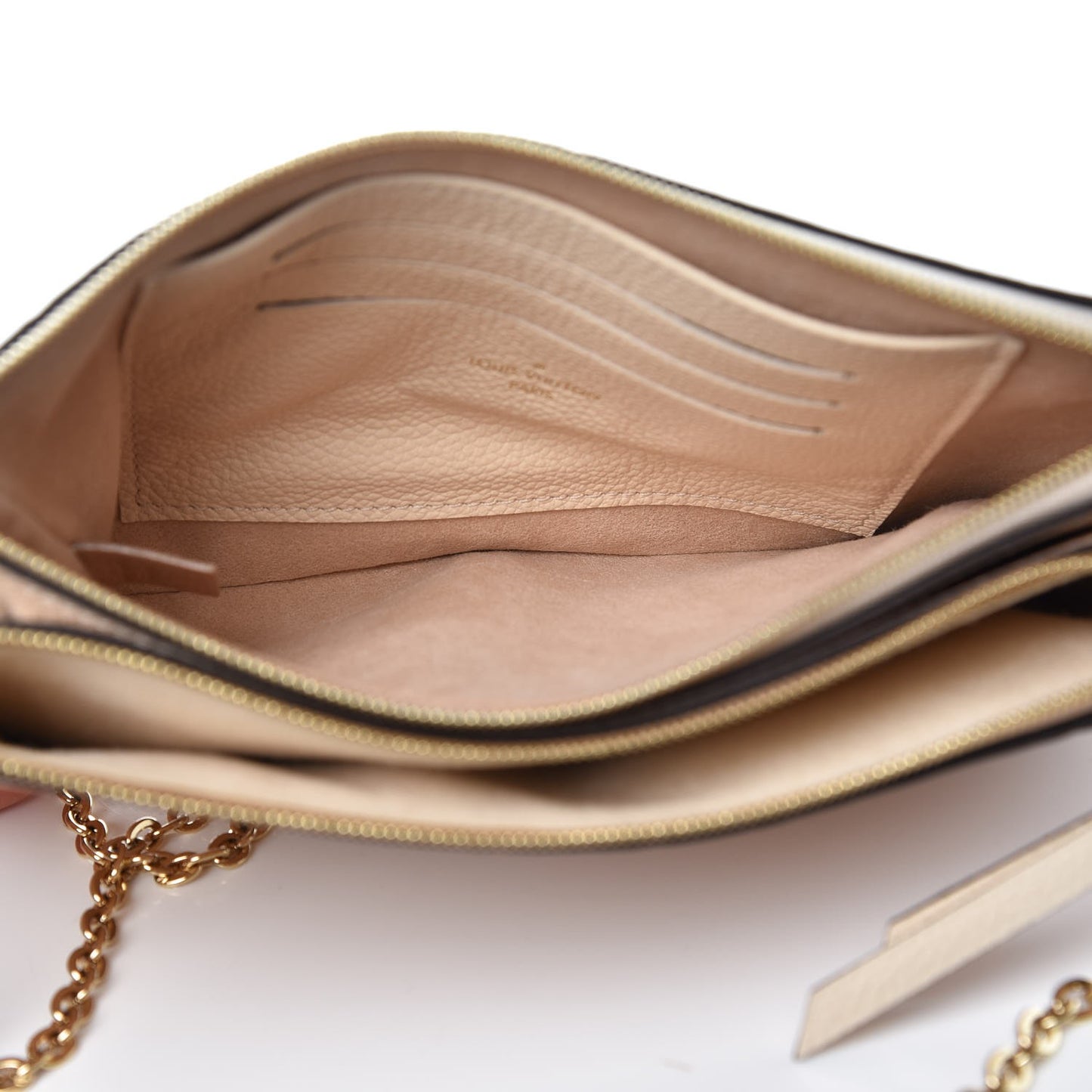 Empreinte Double Zip Pochette Beige Rose Creme