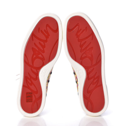 Christian Louboutin Patent Toile Womens Louis Junior Spikes Flat Sneakers 38 Jaune 7 of 8