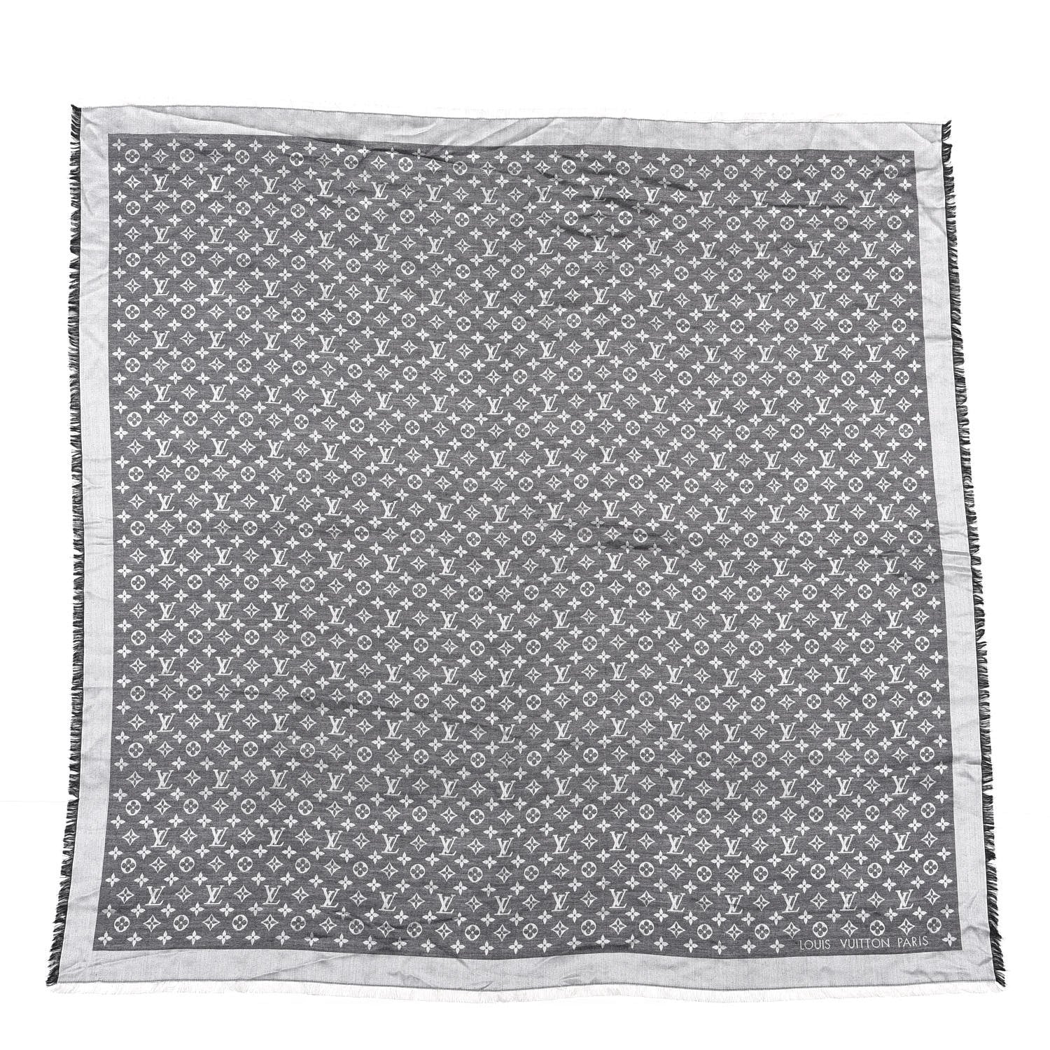 Louis Vuitton Wool Silk Monogram Denim Shawl Black 4 of 4