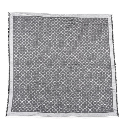 Louis Vuitton Wool Silk Monogram Denim Shawl Black 4 of 4