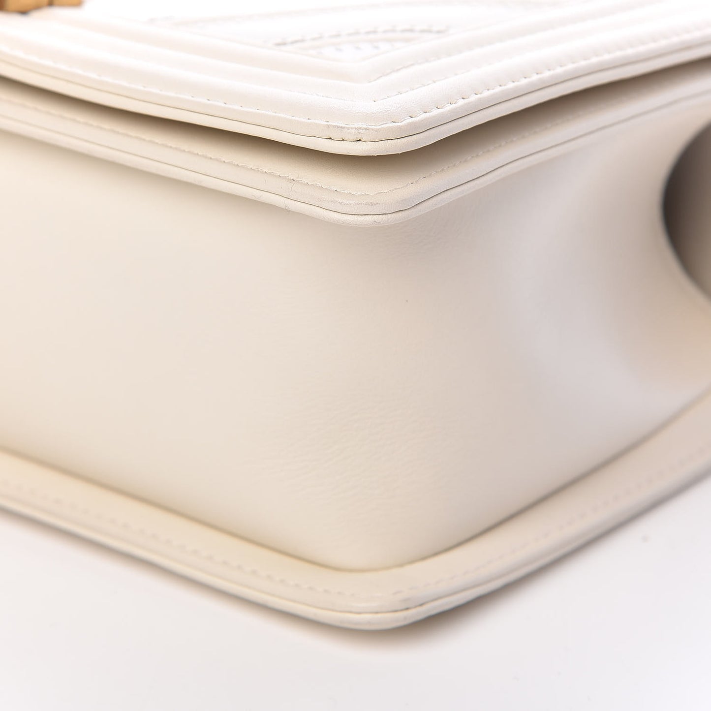 Caviar Suede Calfskin Chevron Medium Boy Flap White