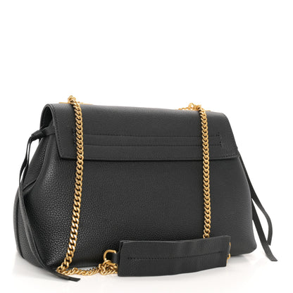 Valentino Garavani Pebbled Calfskin Small VRing Chain Shoulder Bag Black 3 of 9