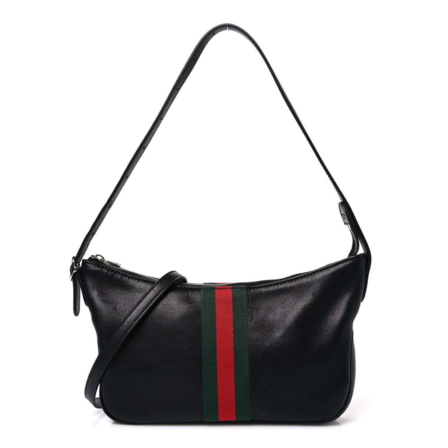 Calfskin Web Small Lunetta Crossbody Bag  Black