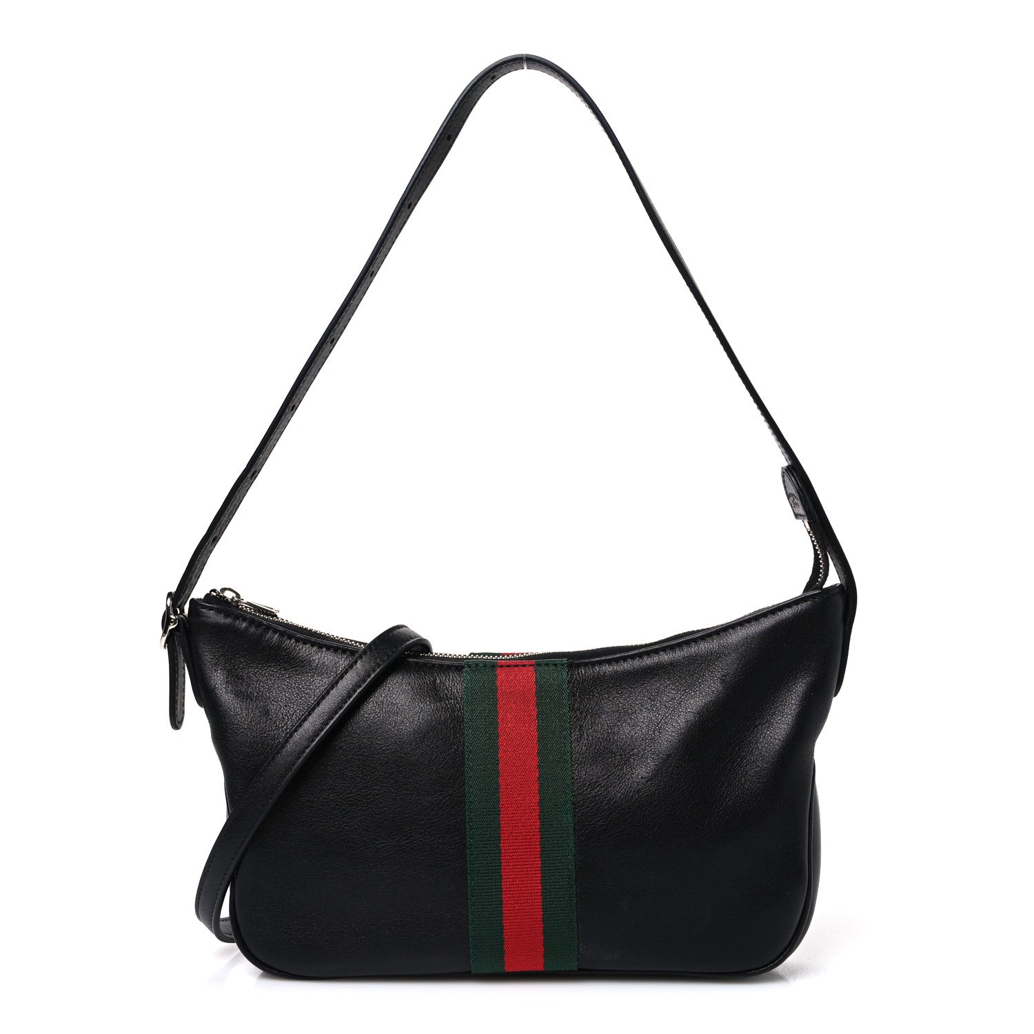 Gucci Calfskin Web Small Lunetta Crossbody Bag  Black 1 of 9