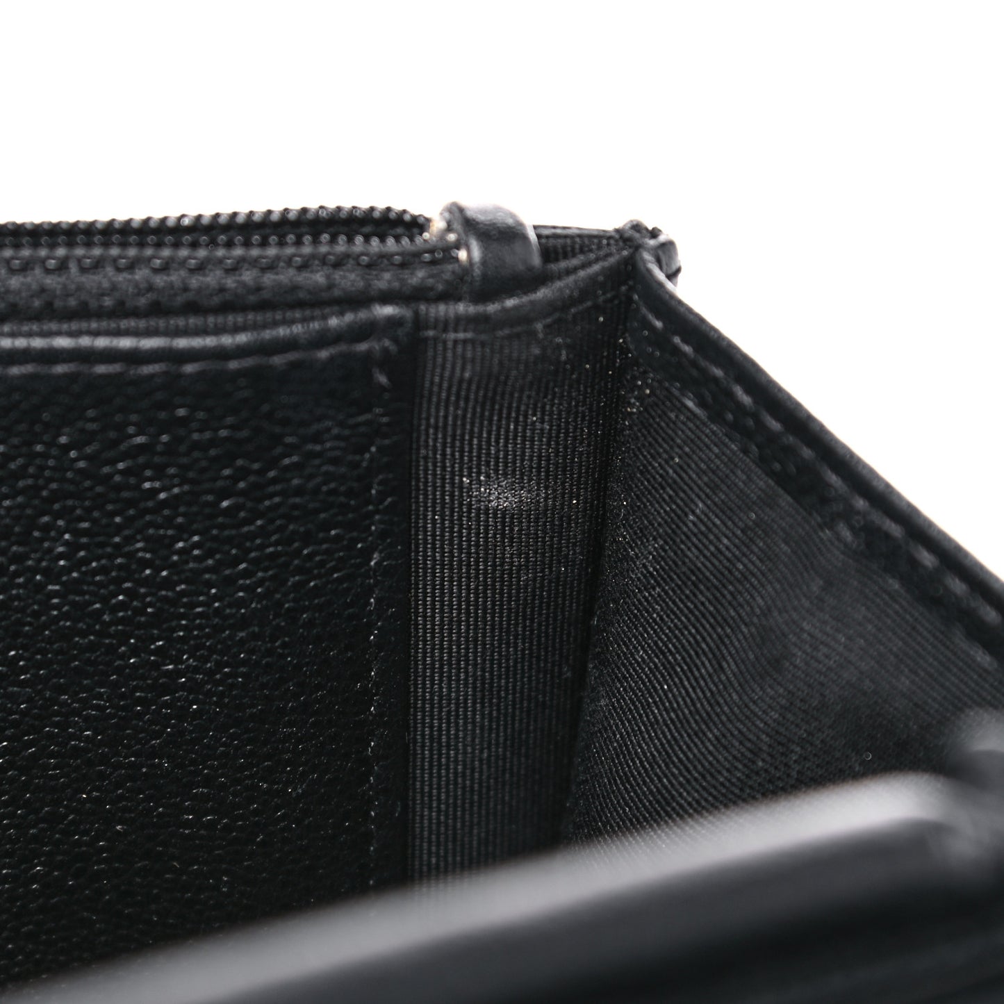 Grained Calfskin Quilted CC Box Wallet On Chain WOC Black