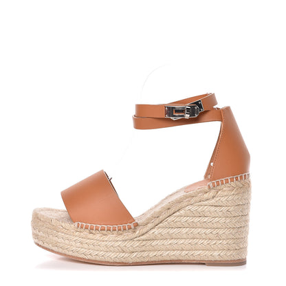 Hermes Calfskin Tivoli Espadrille Wedge Sandals 38 Naturel 1 of 9