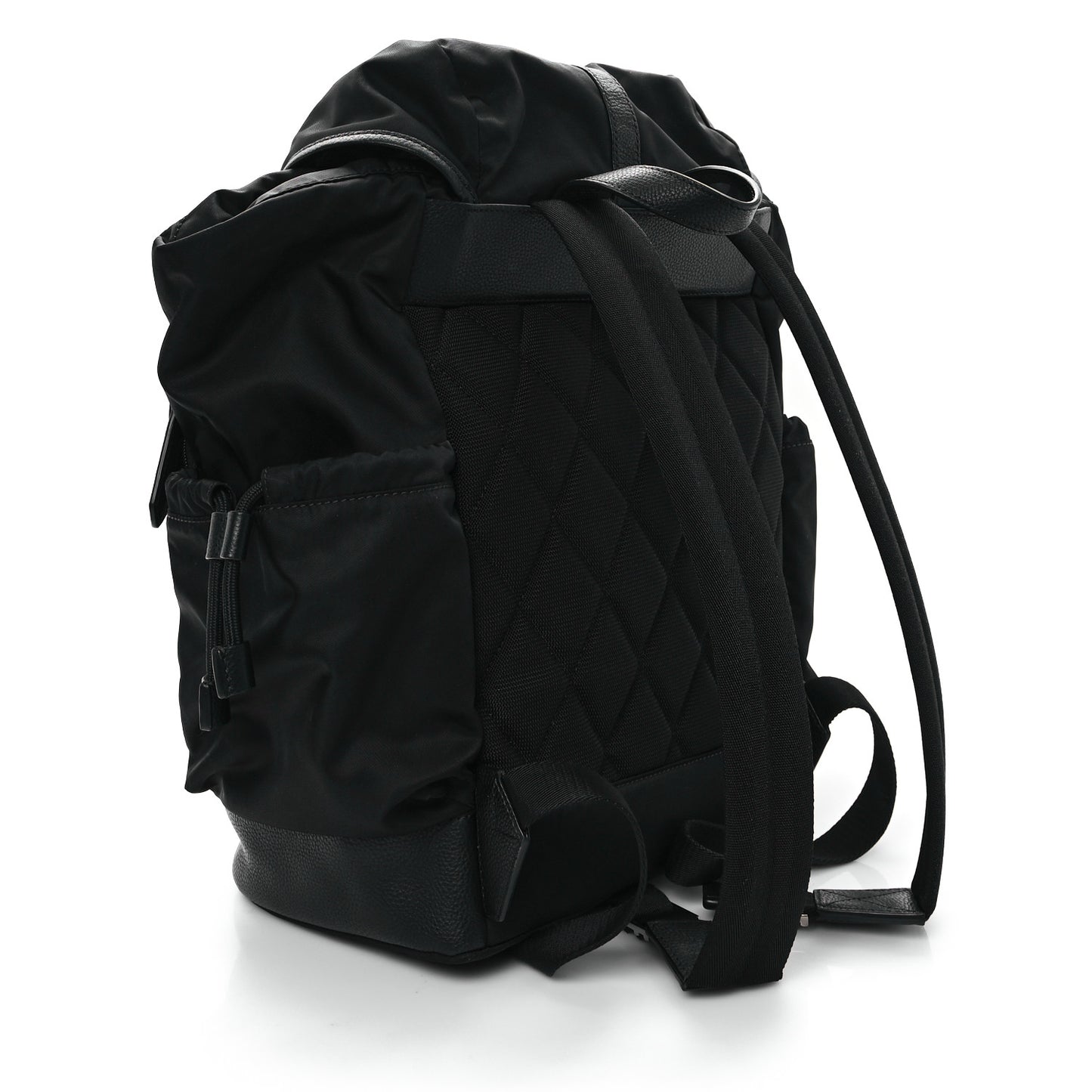 Nylon Grained Calfskin Watson Diaper Bag Black