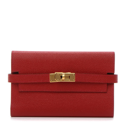 Hermes Epsom Kelly Medium Wallet Rouge Casaque 1 of 13
