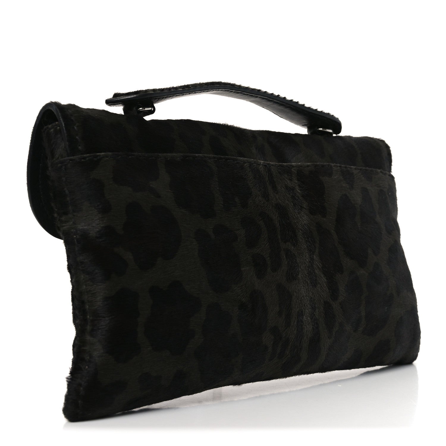 Prada Cavallino Leopard Print Pushlock Envelope Clutch Mimetico