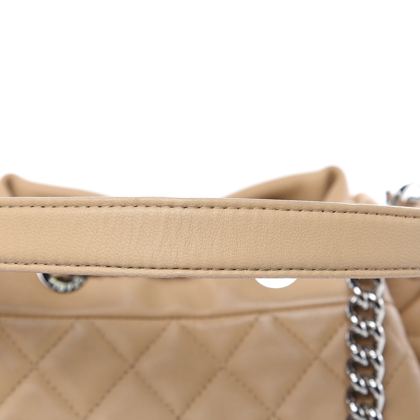 Lambskin Quilted Small CC Chain Bucket Bag Beige