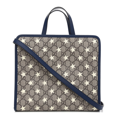 Gucci GG Supreme Monogram Stars Childrens Crossbody Tote Beige Ebony Yellow Royal 1 of 9