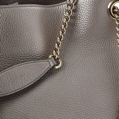 Gucci Metallic Pebbled Calfskin Medium Soho Chain Shoulder Bag Golden Beige 8 of 9