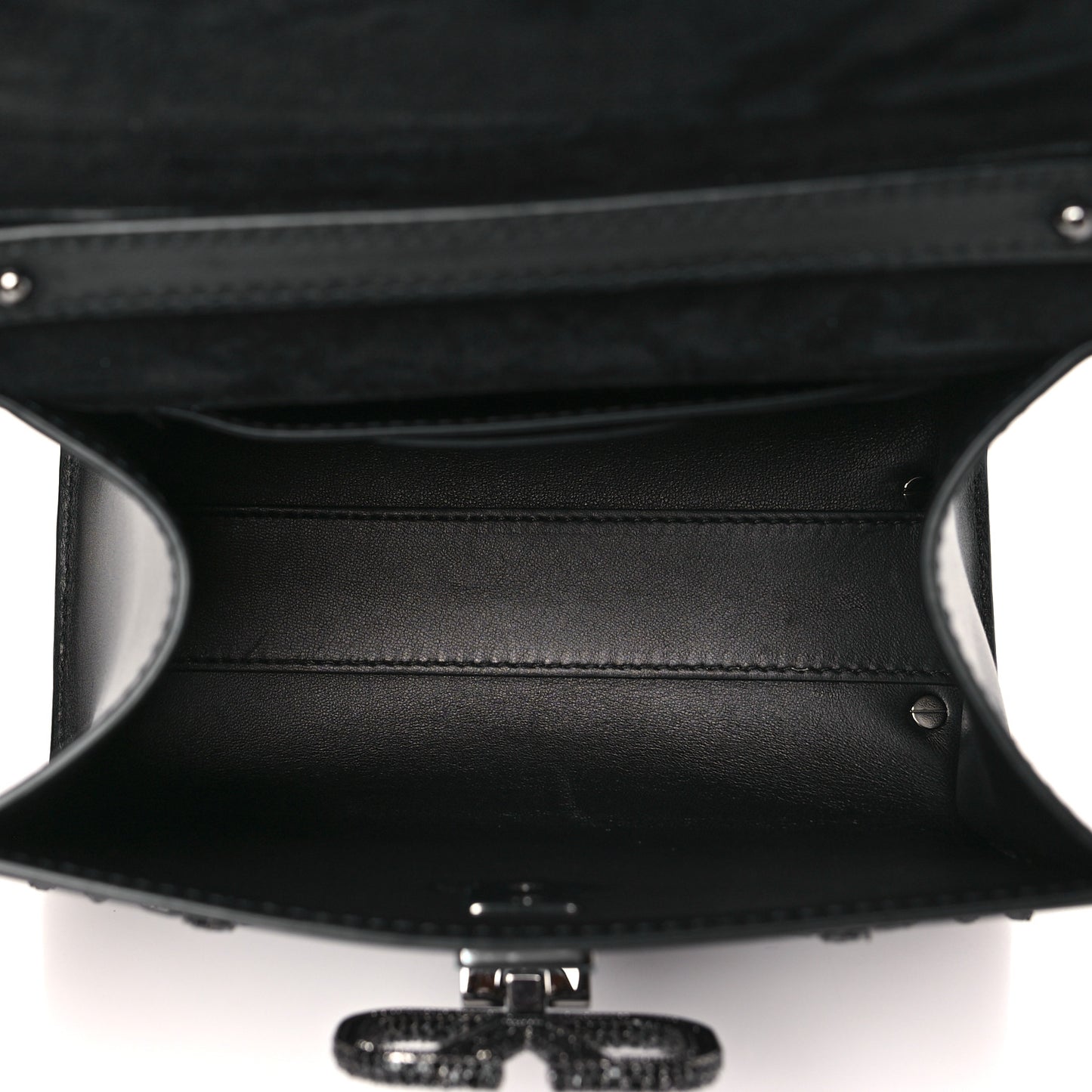 Calfskin Crystal Embroidered Mini Vsling Top Handle Bag Black