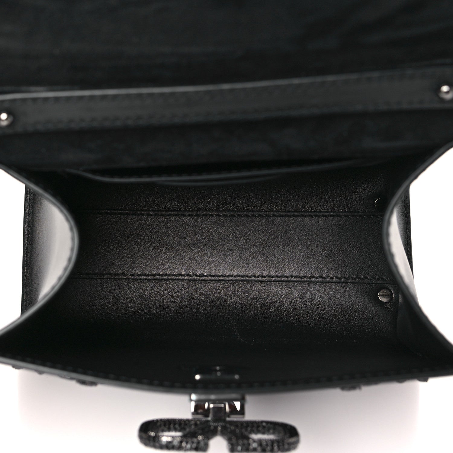 Valentino Garavani Calfskin Crystal Embroidered Mini Vsling Top Handle Bag Black 5 of 10