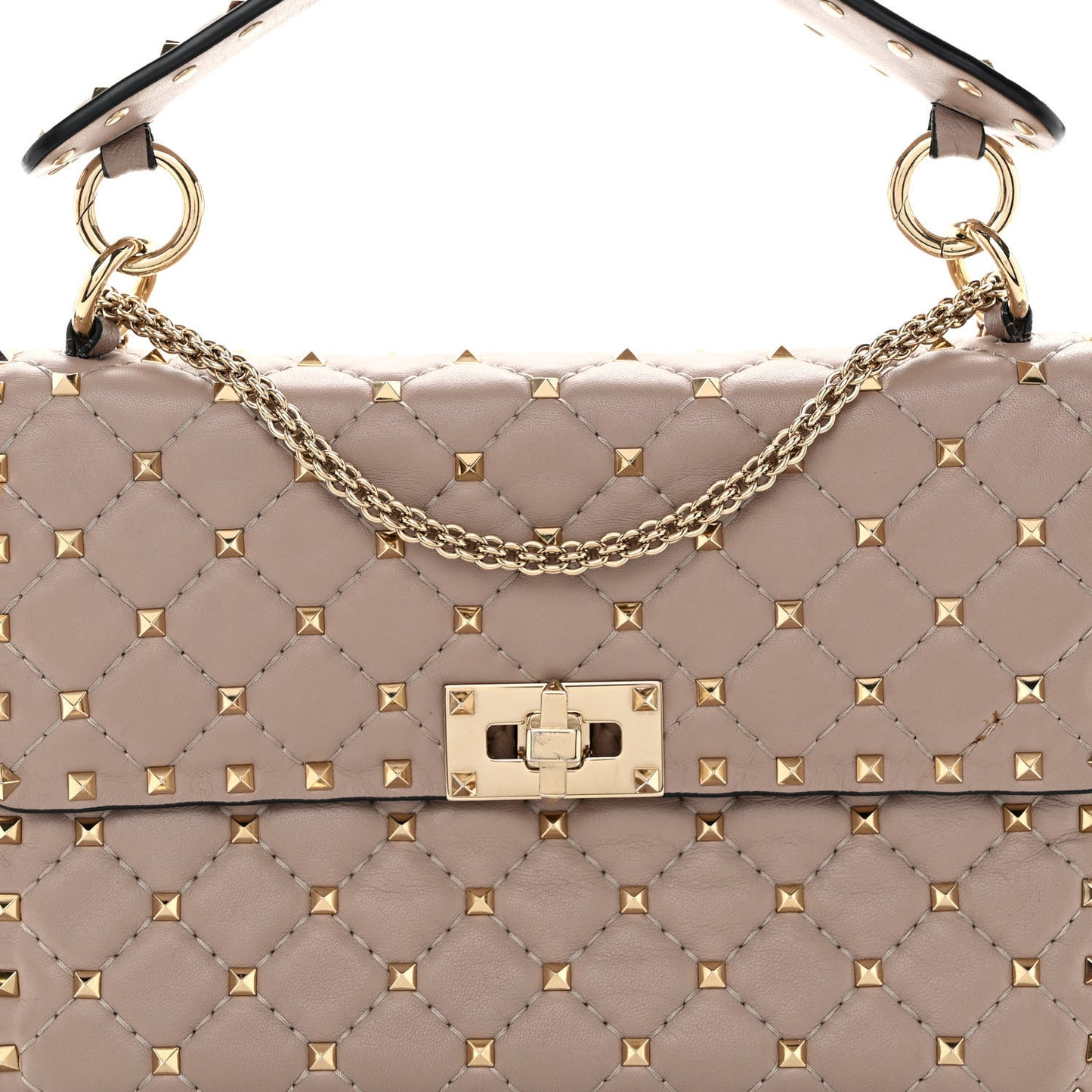 Lambskin Medium Rockstud Spike Shoulder Bag Poudre