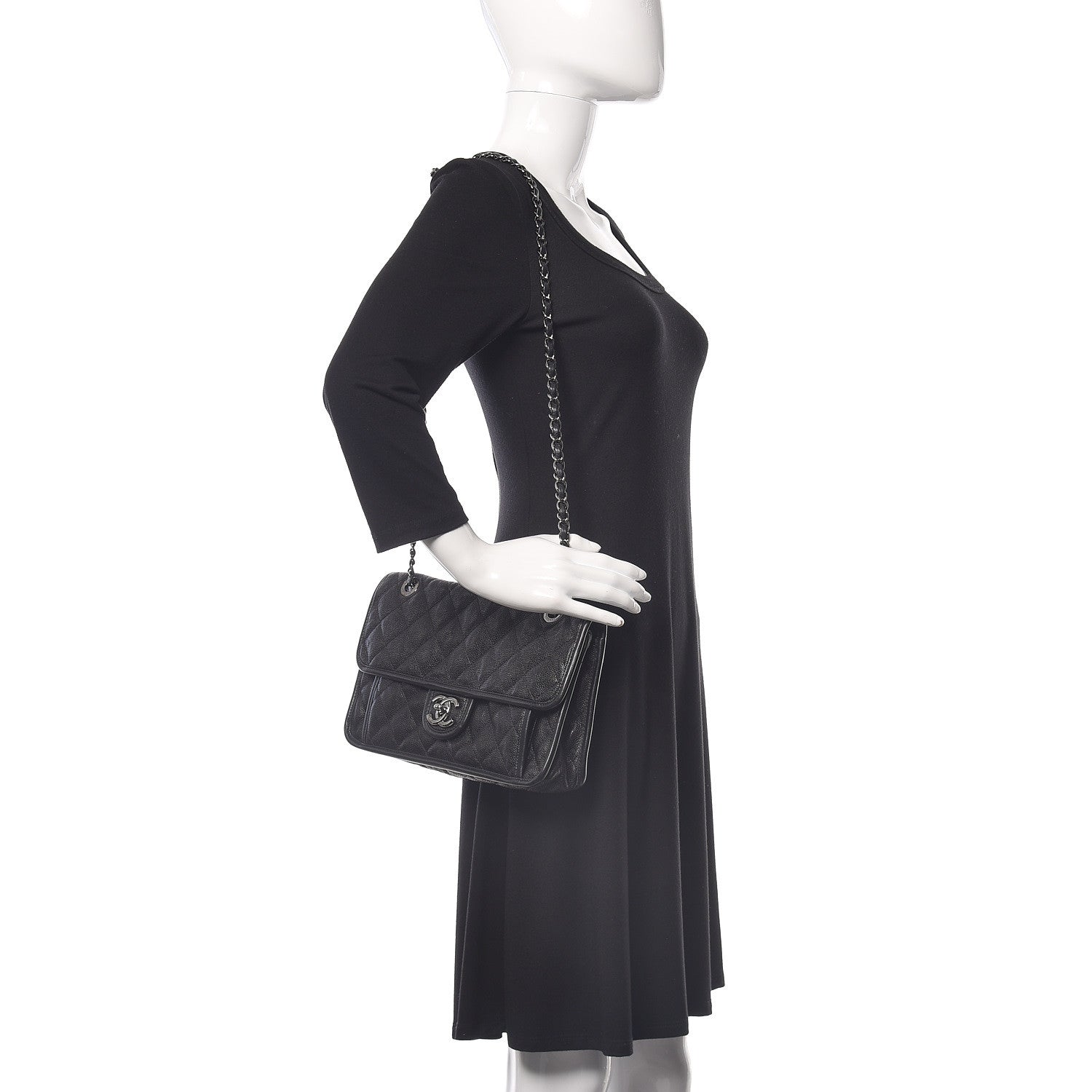Chanel Caviar Quilted Medium French Riviera Flap Black 3 of 10