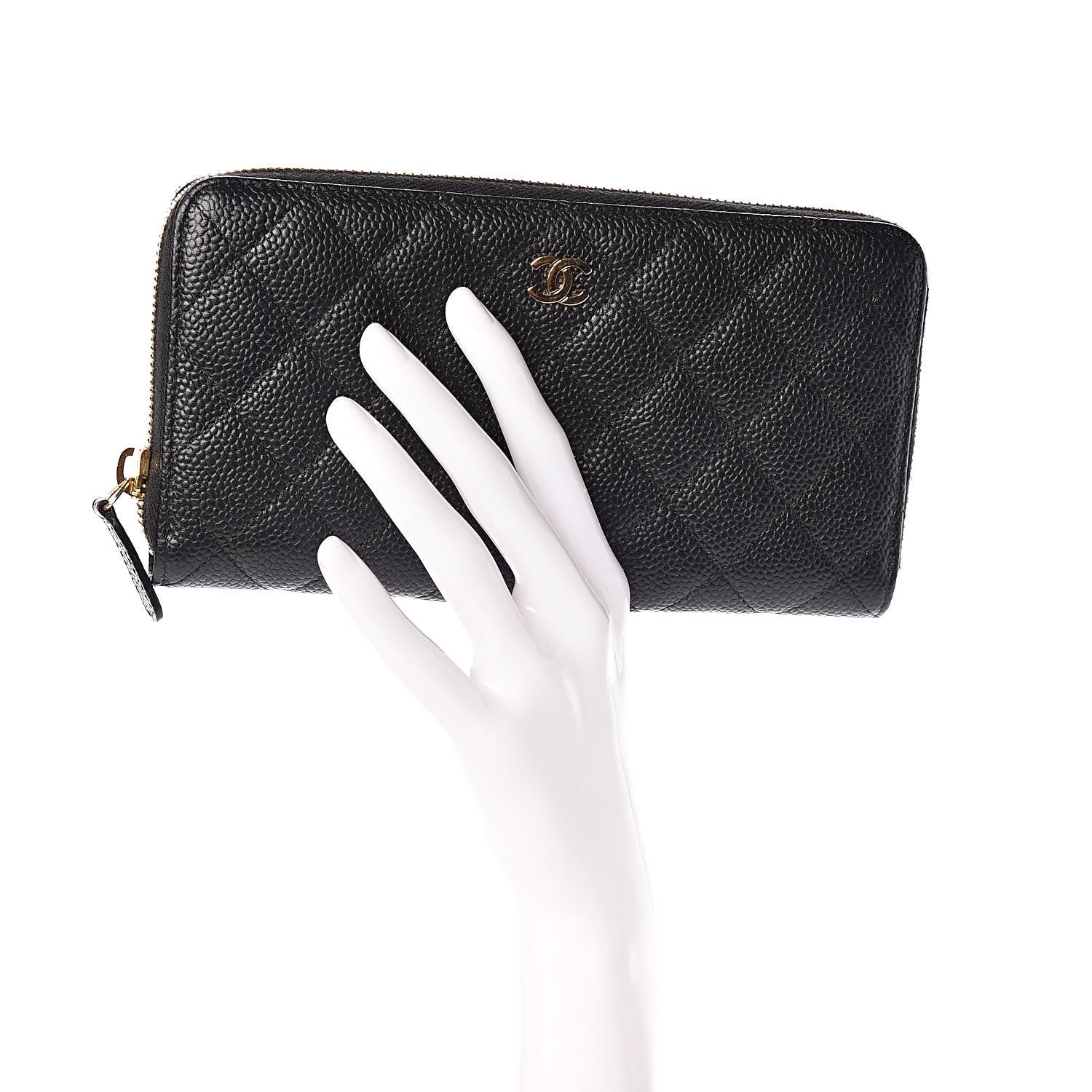 Chanel Caviar Quilted Large Gusset Zip Around Wallet Black 2 of 9