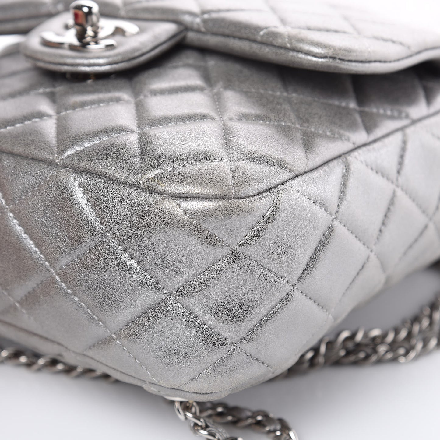 Metallic Lambskin Quilted Small In Seoul Backpack Silver