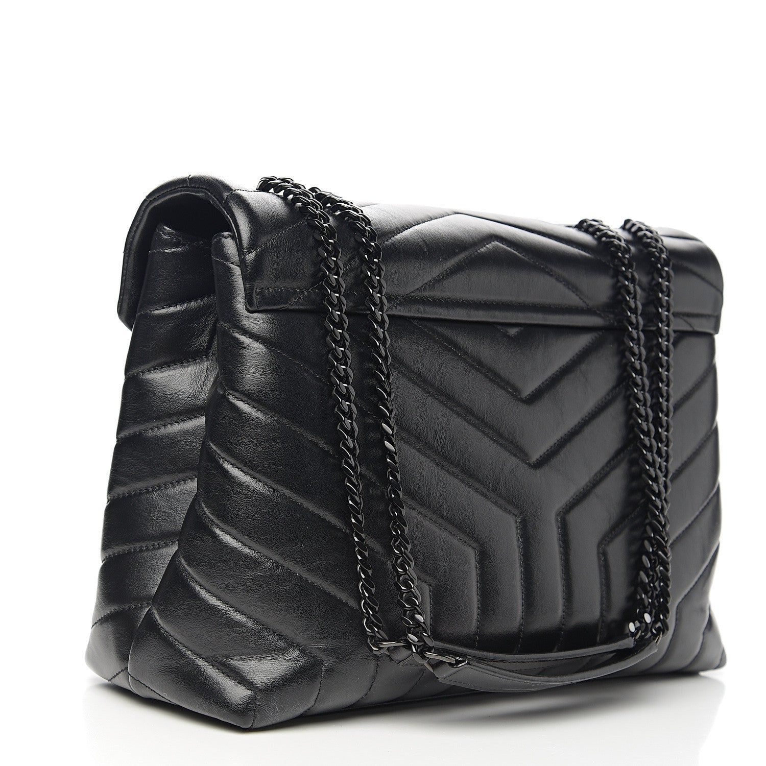 Saint Laurent Calfskin Y Quilted Monogram Medium Loulou Chain Satchel Black 2 of 10