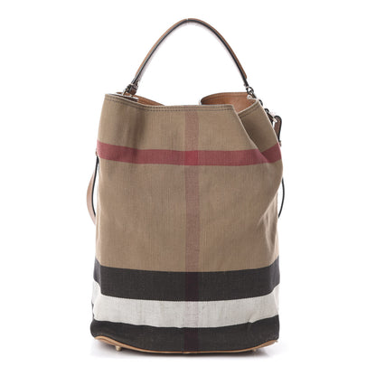 Burberry Canvas Mega Check Medium Ashby Hobo Saddle Brown 1 of 8