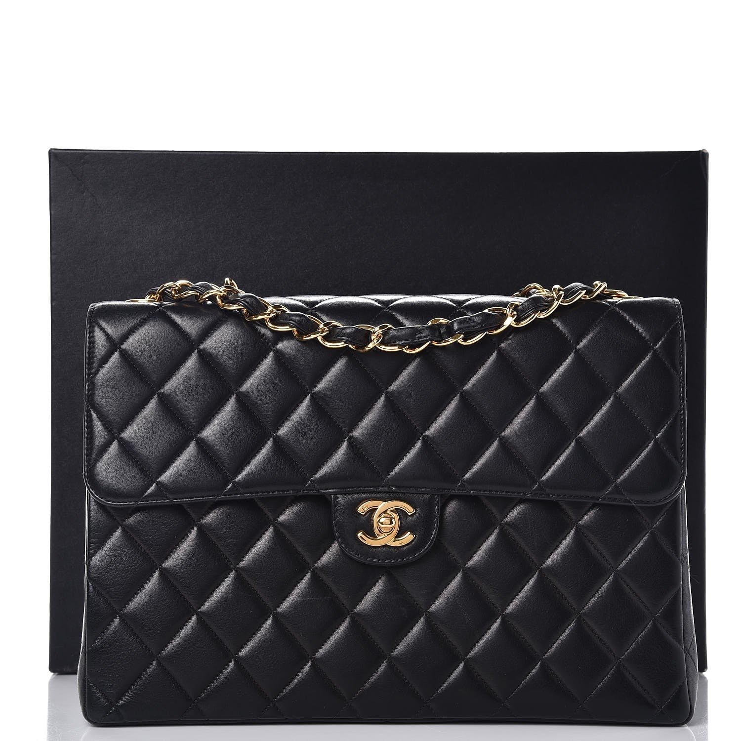 Chanel Lambskin Quilted Jumbo Single Flap Black 10 of 10