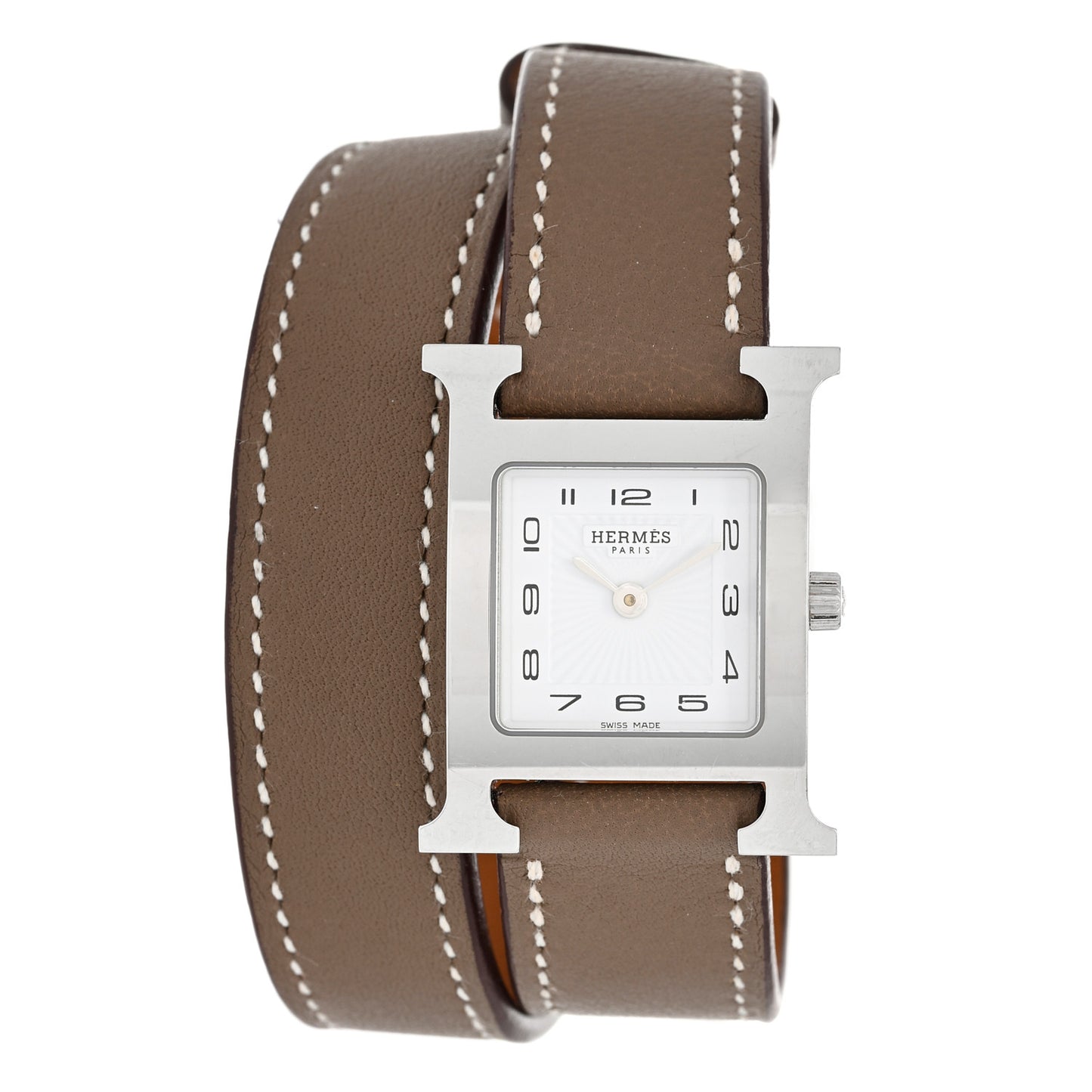 Stainless Steel Swift 21mm Heure H Hour Double Tour Quartz Watch Etoupe