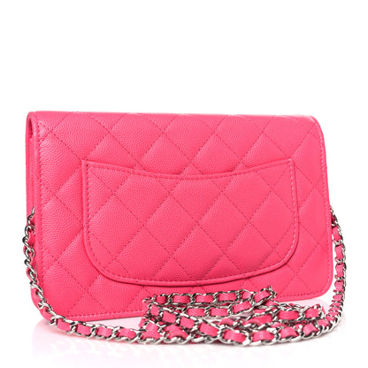 Chanel Caviar Quilted Chanel 19 Wallet On Chain WOC Dark Pink 3 of 10