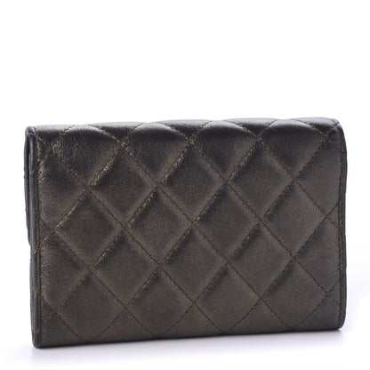 Chanel Metallic Calfskin Quilted Medium CC Chic Flap Wallet Dark Gold Grey 3 of 10