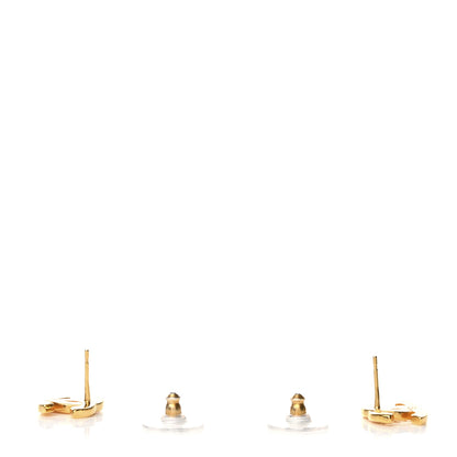 Chanel Metal CC Paris Button Stud Earrings Gold 3 of 5