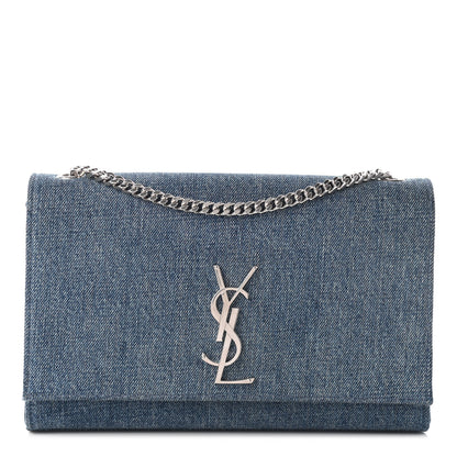 Saint Laurent Denim Medium Classic Monogram Kate Satchel Light Blue 1 of 8