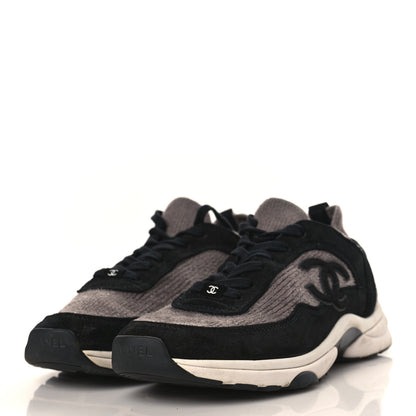 Chanel Fabric Suede Calfskin CC Sneakers 41 Grey Black 3 of 7