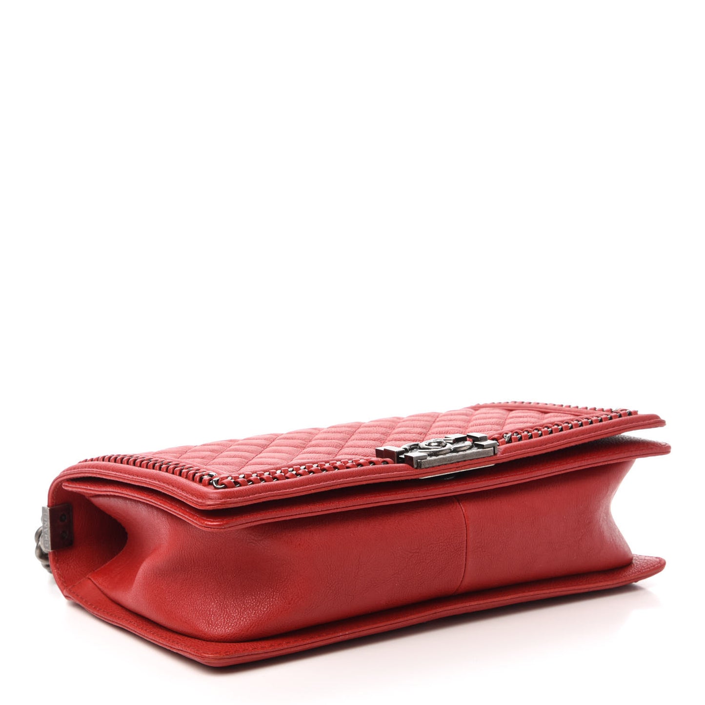 Calfskin Quilted New Medium Boy Top Handle Flap Red