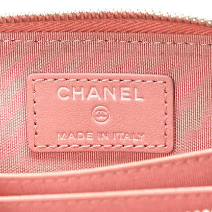 Chanel Ombre Patent Calfskin Quilted Small Zip Around Coin Purse Pink White 6 of 11
