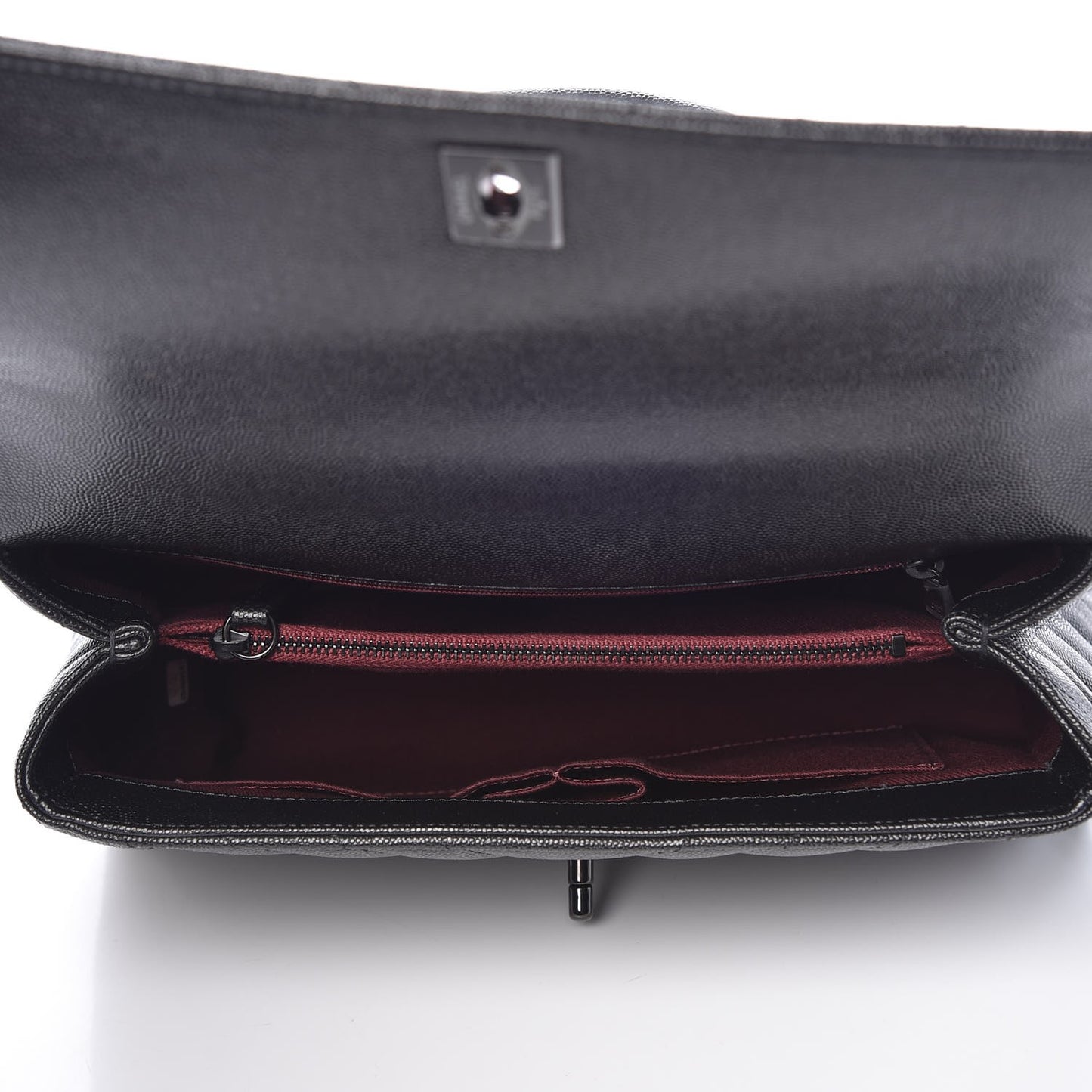 Caviar Chevron Quilted Small Coco Handle Flap So Black
