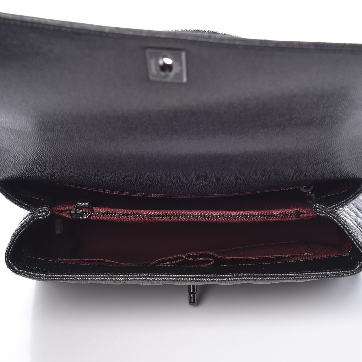 Chanel Caviar Chevron Quilted Small Coco Handle Flap So Black 6 of 9