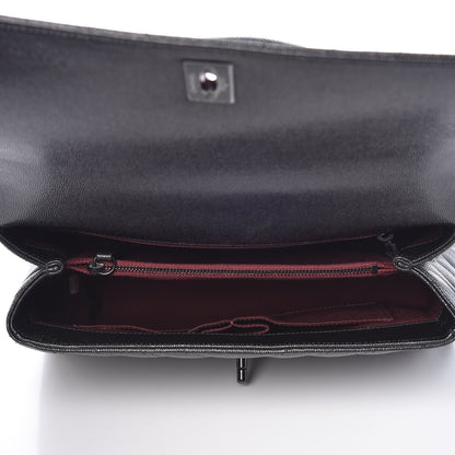 Chanel Caviar Chevron Quilted Small Coco Handle Flap So Black 6 of 9