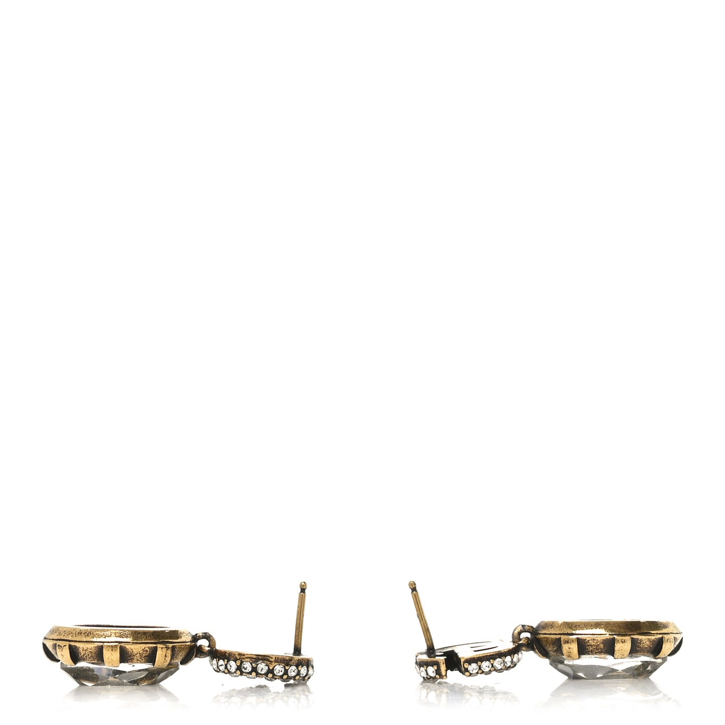 Metal Crystal Double G Drop Earrings Aged Gold
