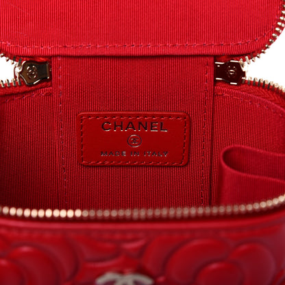Chanel Goatskin Camellia Mini Vanity Case With Chain Red 6 of 12