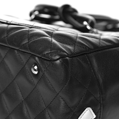 Chanel Calfskin Quilted Large Cambon Bowler Black White 12 of 14