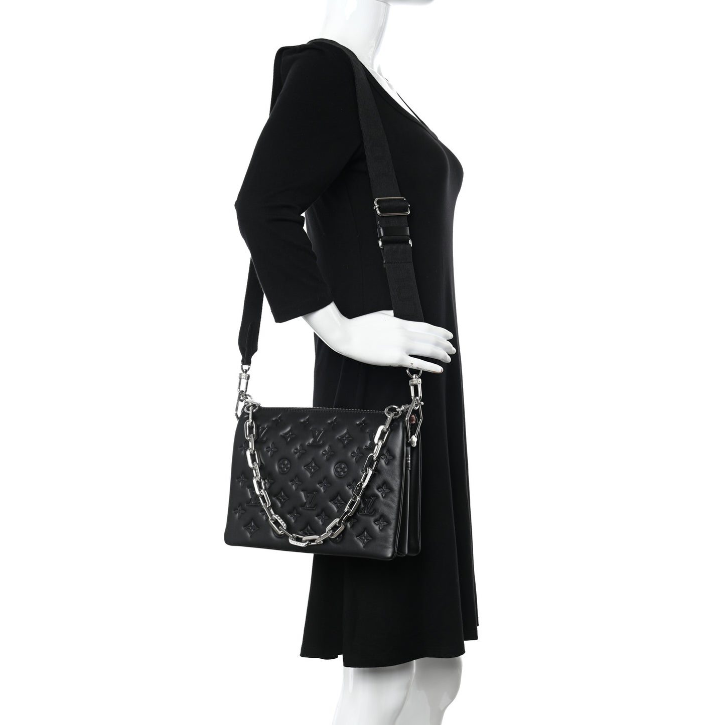Lambskin Embossed Monogram Coussin PM Black