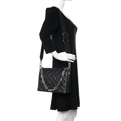 Louis Vuitton Lambskin Embossed Monogram Coussin PM Black 2 of 11