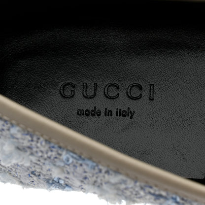 Gucci Wool Tweed Horsebit Womens Jordaan Loafers 36.5 Light Blue White Mystic White 6 of 8