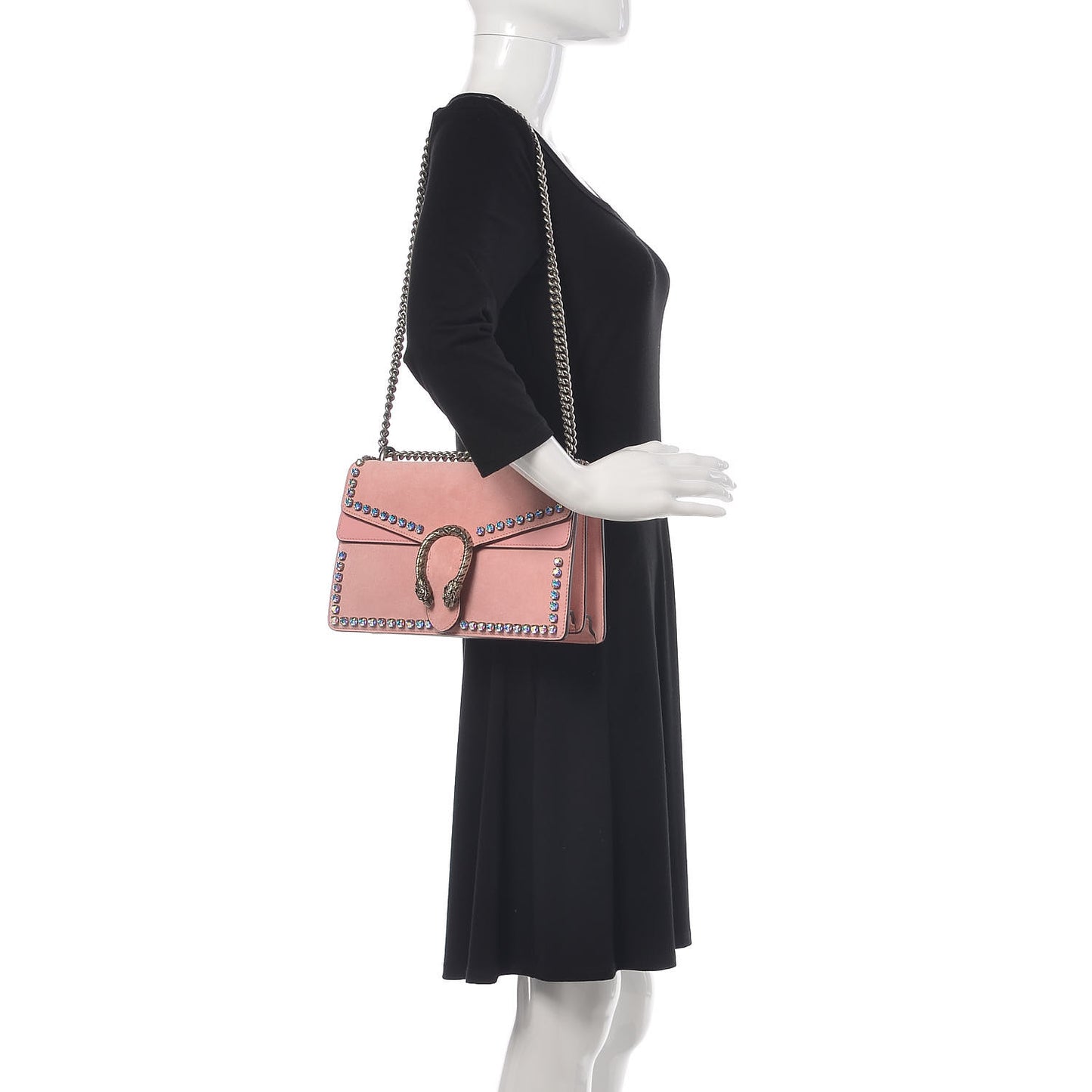 Suede Crystal Small Dionysus Shoulder Bag Peonia